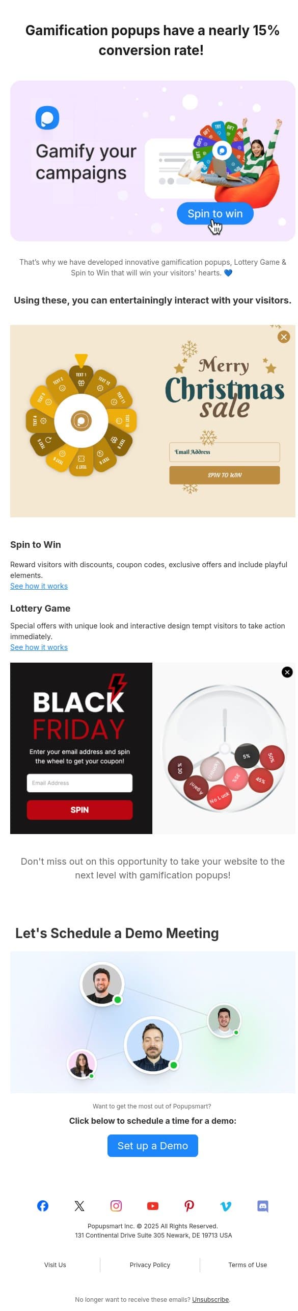 Gamification popups will win your visitors’ hearts! 💙 email from Popupsmart Popup Builder screenshot