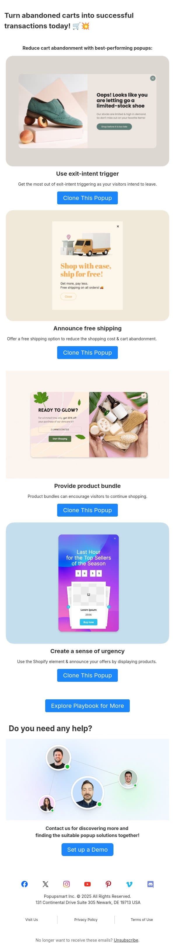Reclaim abandoned carts with best-performing popups email from Popupsmart Popup Builder screenshot