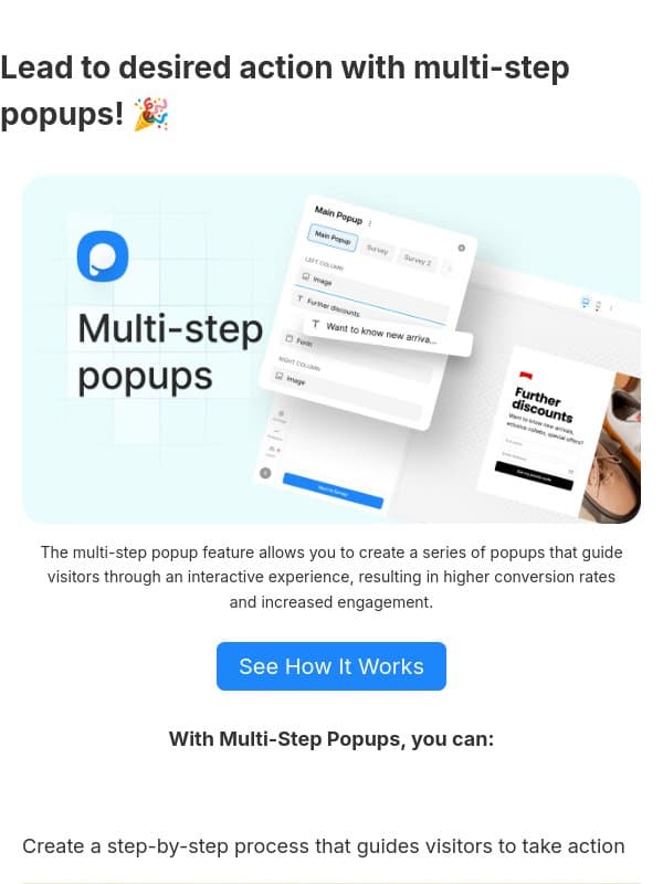 Increase conversion with multi-step campaigns ๐ email from Popupsmart Popup Builder