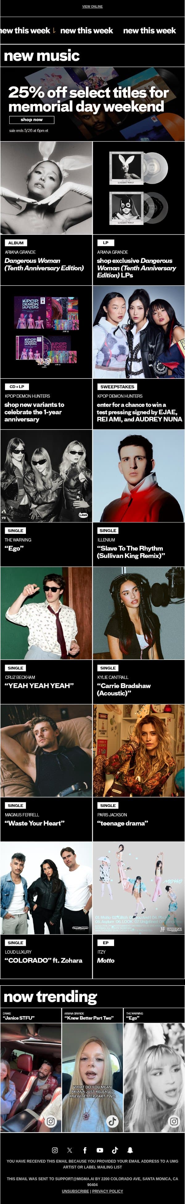 New drops to start your weekend off right π email from Post Malone screenshot
