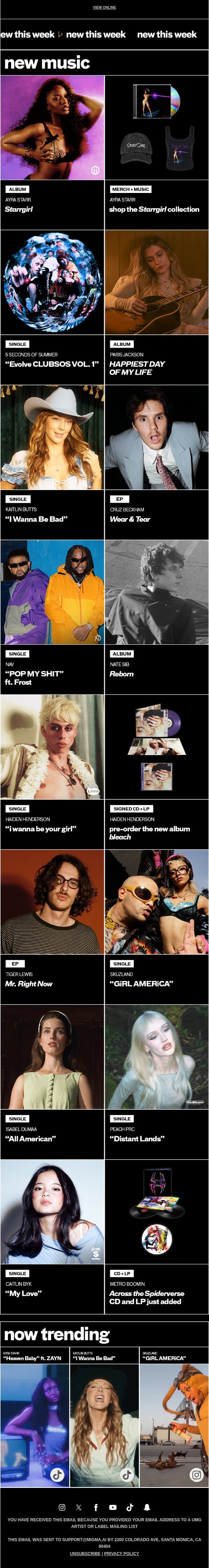 Don’t miss these new releases 👀 email from Post Malone screenshot