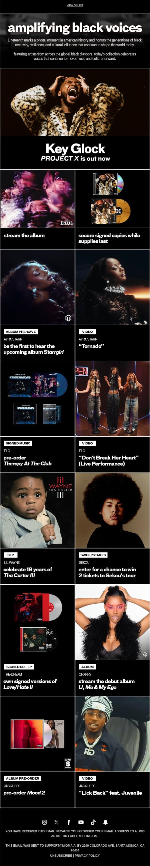 Join us in celebrating Black music worldwide 🎶 email from Post Malone screenshot