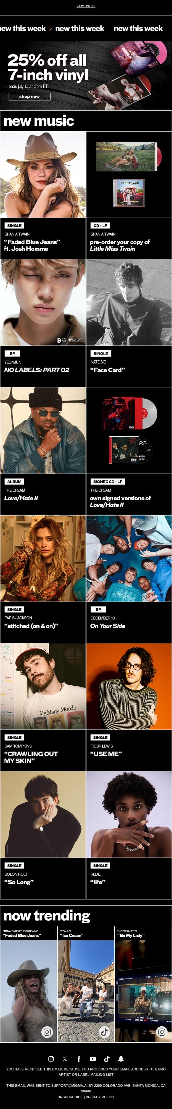 The hottest new releases 🥵 email from Post Malone screenshot