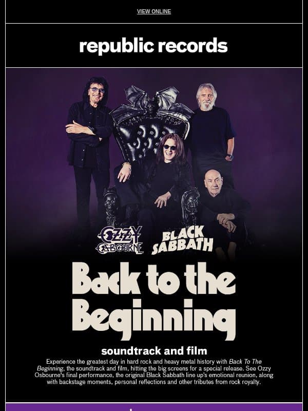 Ozzy Osbourne & Black Sabbath: 'Back To The Beginning' email from Post Malone