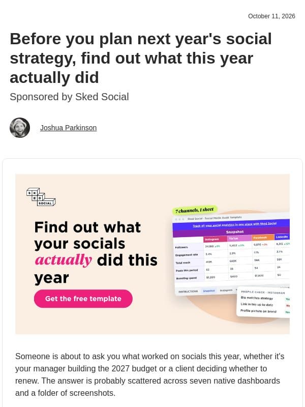 What did your social actually do this year? email from Post Planner