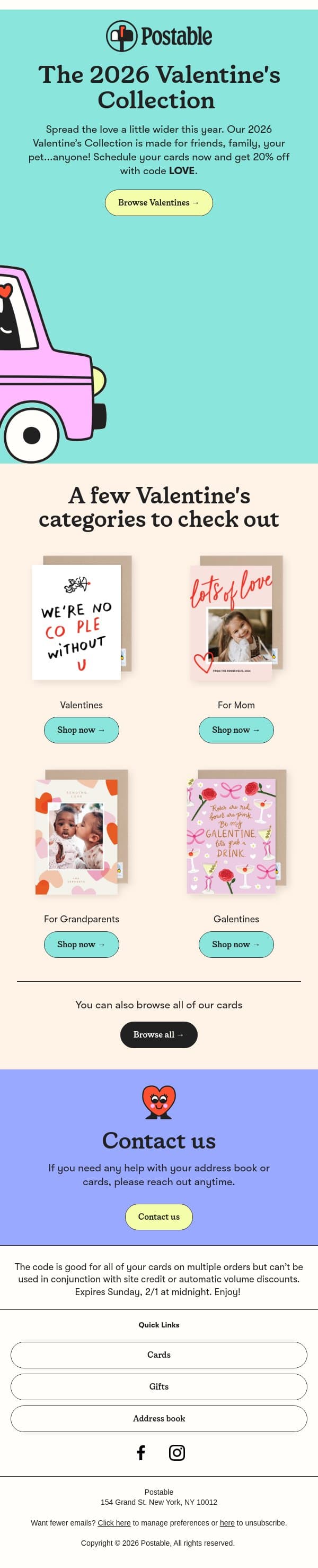 ALL NEW Valentine's Cards π π email from Postable screenshot
