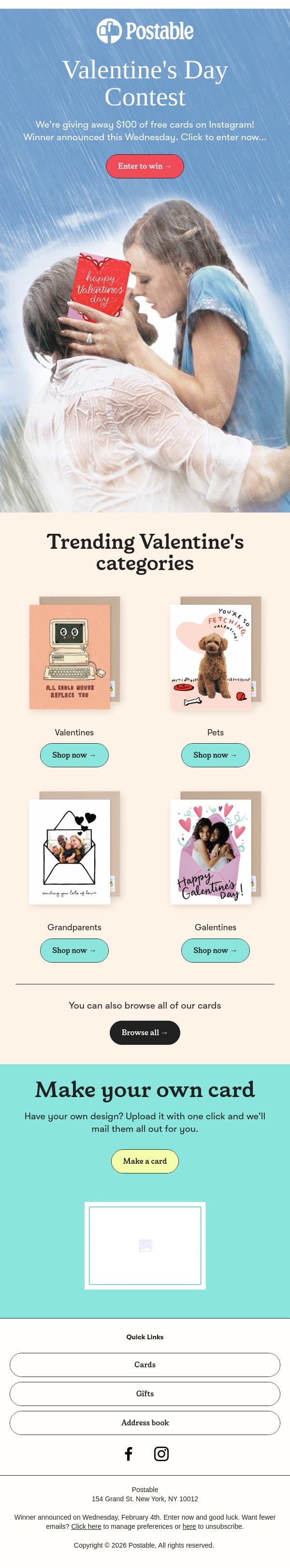 $100 Card Giveaway! 💰 Enter now email from Postable screenshot