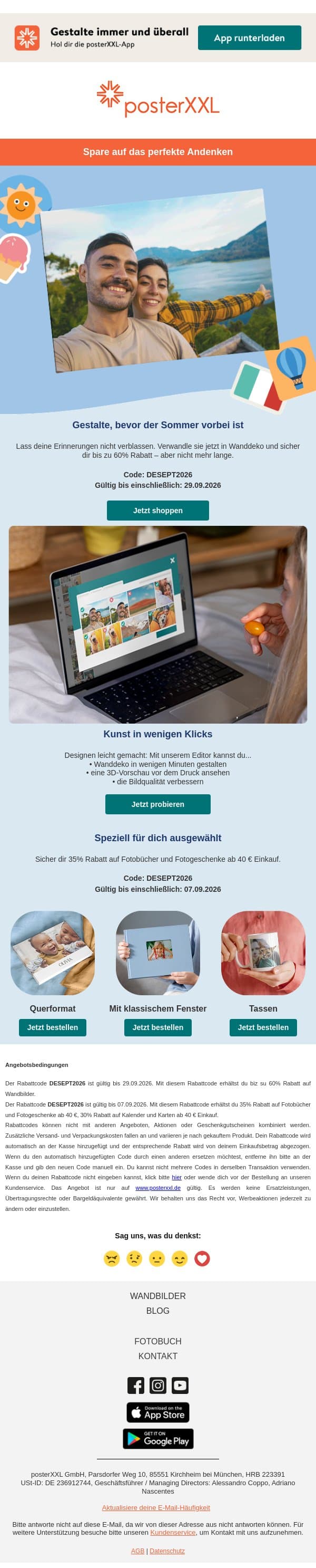 Nicht mehr lang: bis 60% auf Wanddeko email from PosterXXL screenshot