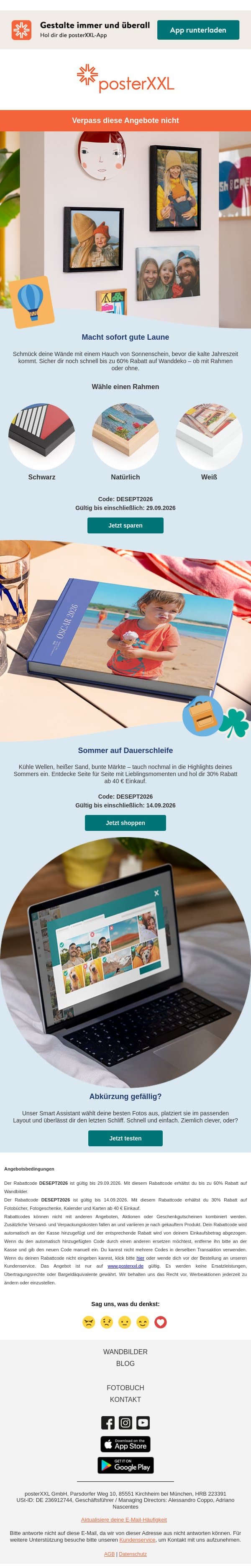 Spare bis zu 60% auf Wandbilder 🚨 email from PosterXXL screenshot