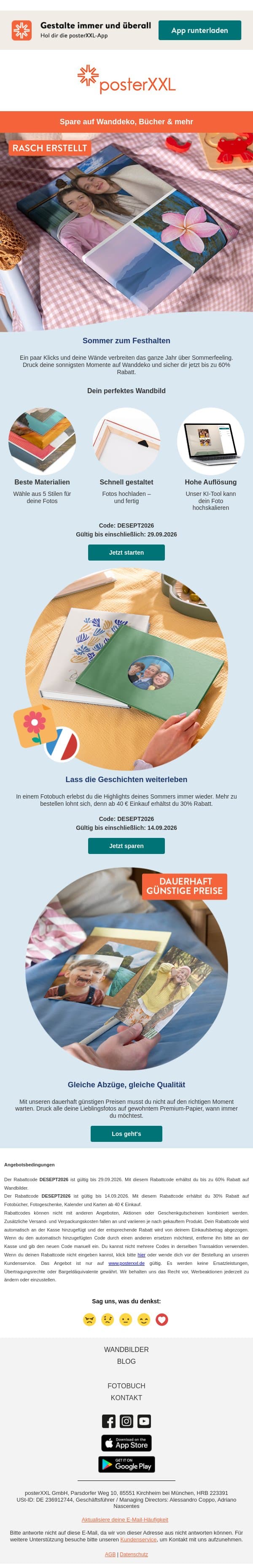 Bis zu 60% Rabatt auf Wanddeko 🌅 email from PosterXXL screenshot