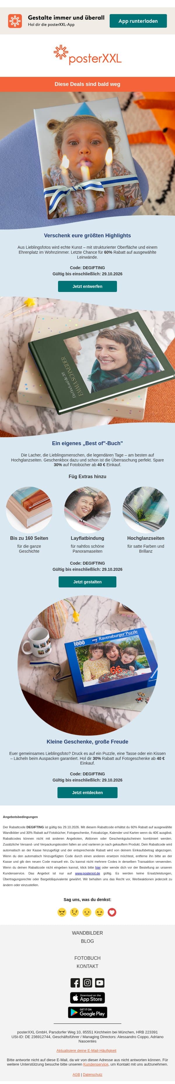 Verpass dieses Angebot nicht email from PosterXXL screenshot