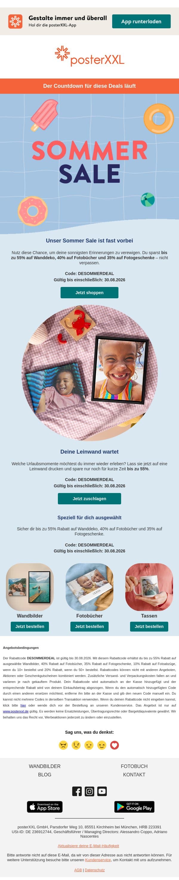 π¨ Sommer Sale: letzte Chance π¨ email from PosterXXL screenshot