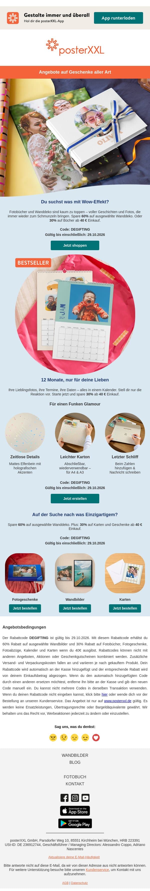 Spare 60% auf ausgewählte Wanddeko email from PosterXXL screenshot
