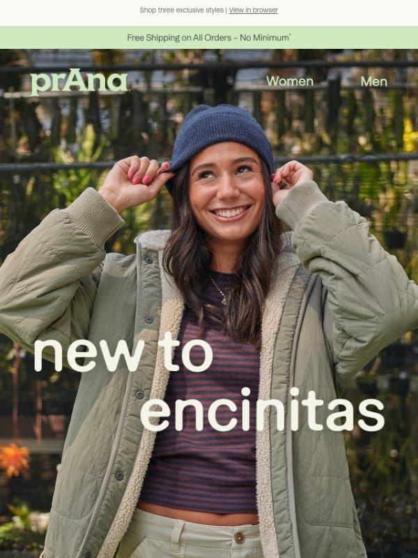 New Outerwear is Here email from Prana