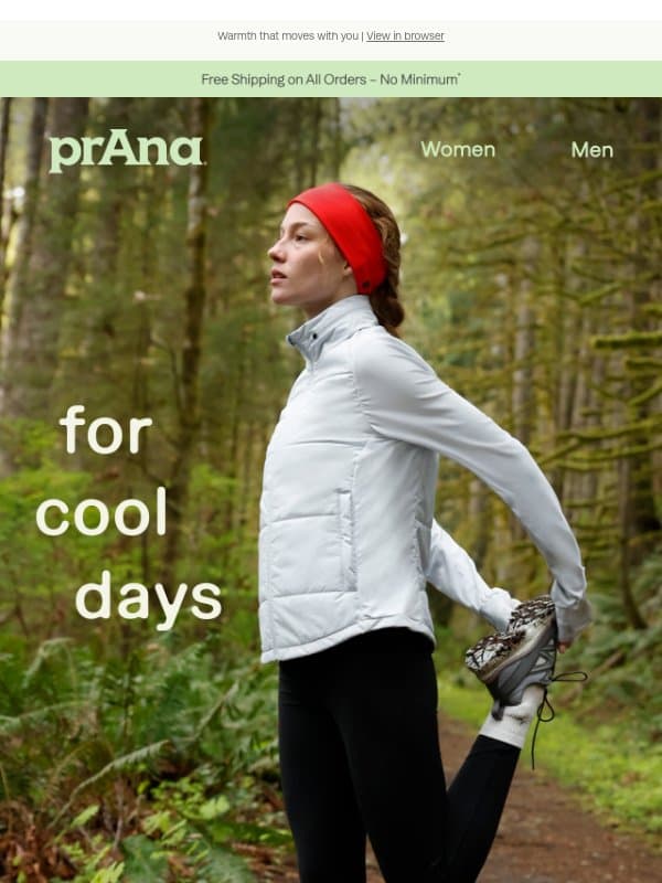 New Insulated Activewear email from Prana