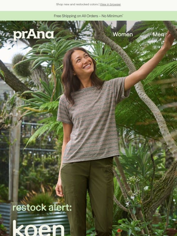New in Bestselling Koen email from Prana