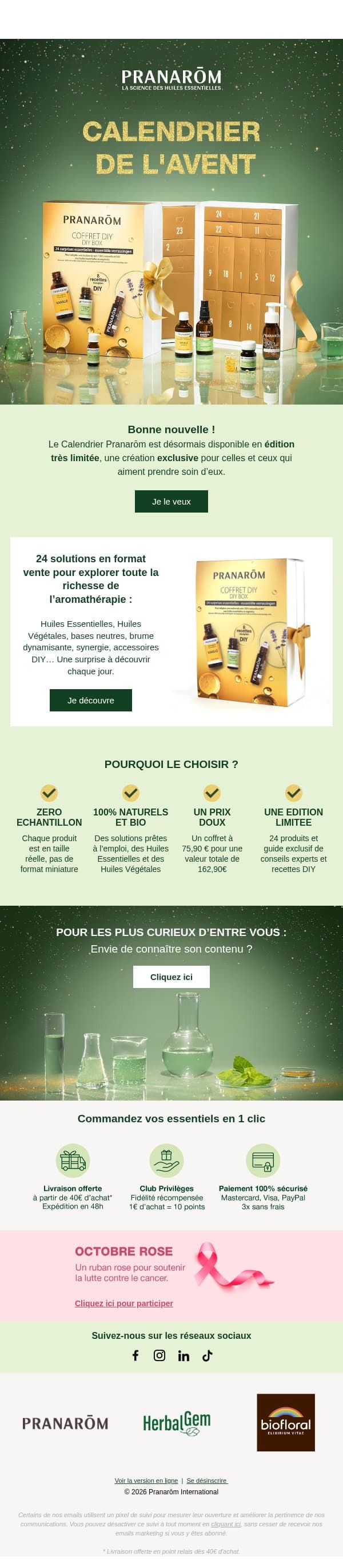 🎁 Il vous attend ! email from Pranarom screenshot