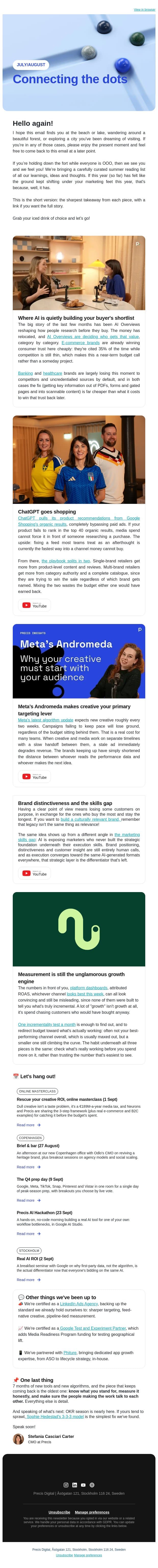 The tactics changed seven times this year. The fundamentals didn't. email from Precis Digital screenshot