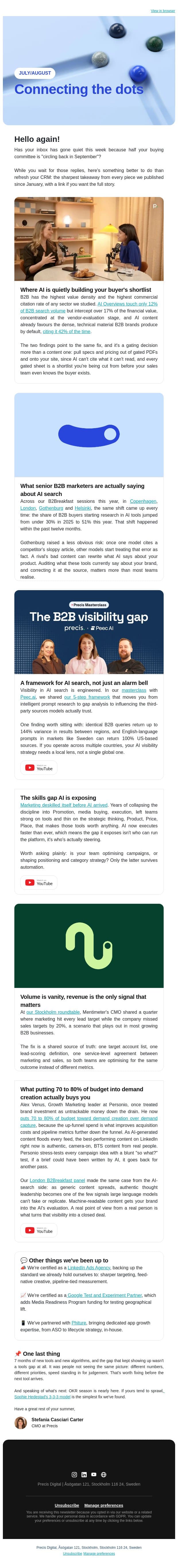 Everything we learned about B2B marketing in the last 7 months email from Precis Digital screenshot