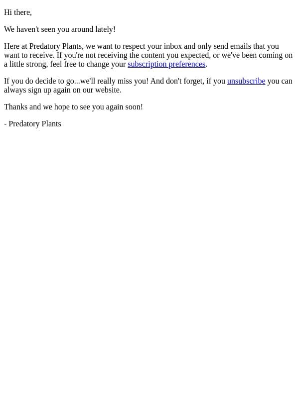 Time to say goodbye? email from Predatory Plants