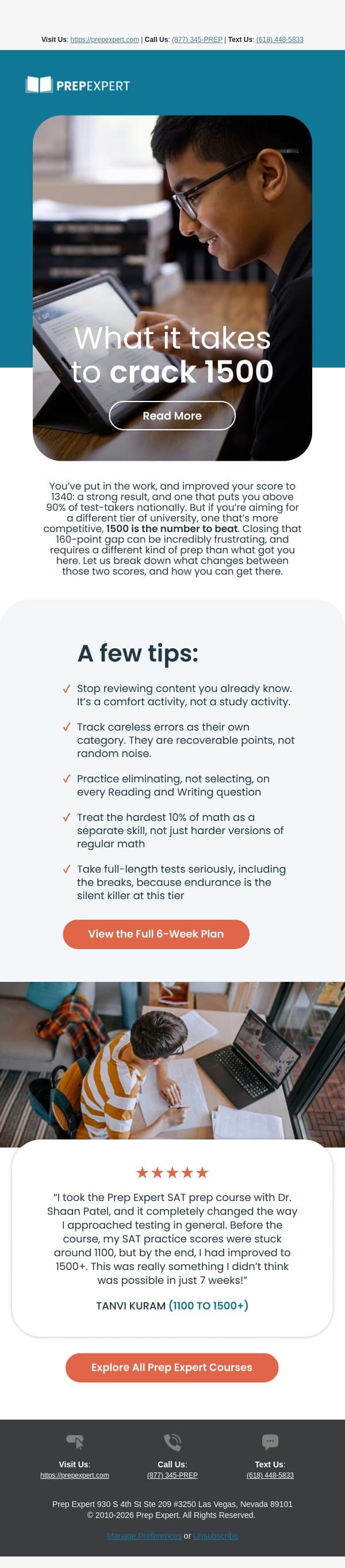 Ready to close the gap to 1500? email from Prep Expert screenshot