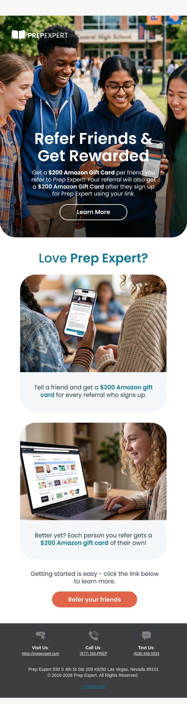 Earn $200 For Every Friend You Refer To Prep Expert! email from Prep Expert screenshot