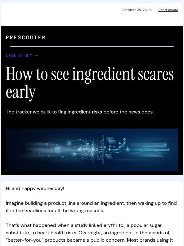 How to see ingredient scares early email from PreScouter