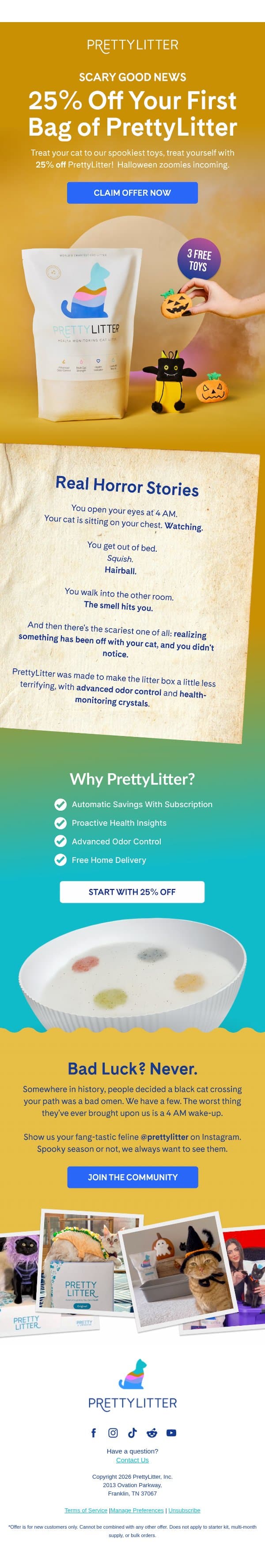 The Real Jumpscare? 🪦 email from PrettyLitter screenshot