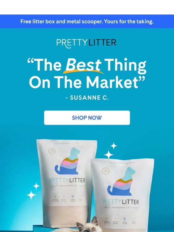 Cat Parents Give PrettyLitter ⭐⭐⭐⭐⭐ email from PrettyLitter