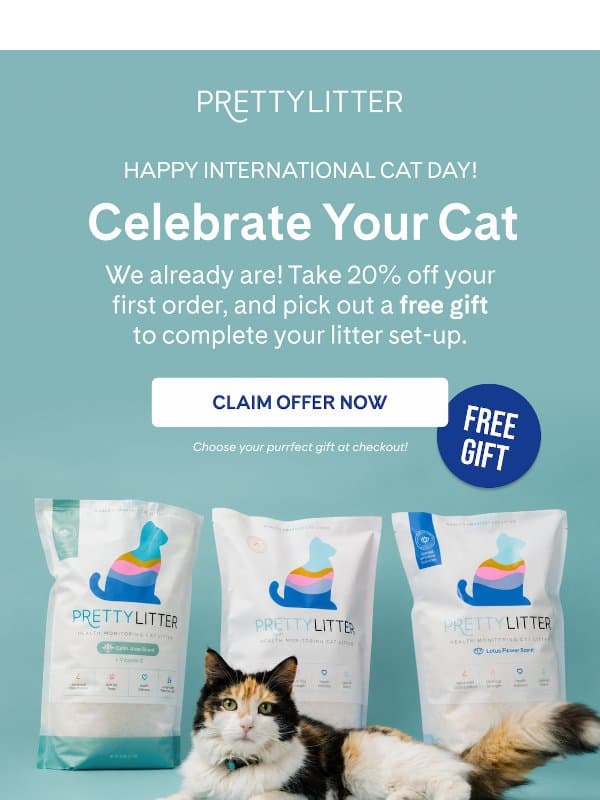 20% Off + Free Gift! email from PrettyLitter