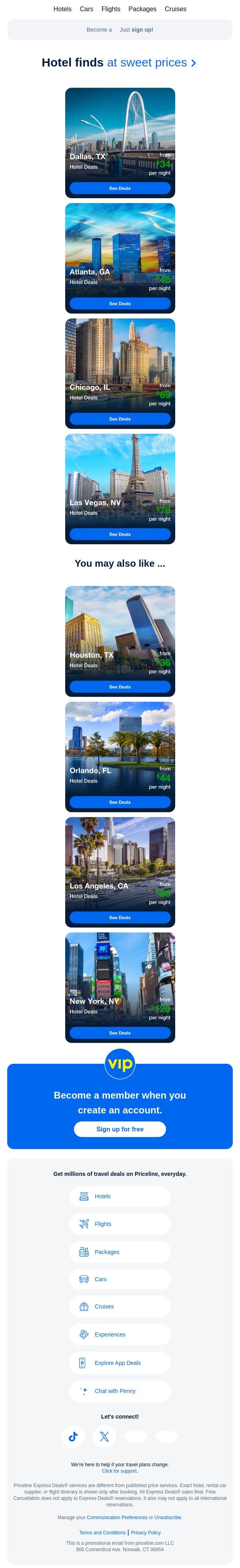 PTO + low fares = interesting development email from Priceline screenshot
