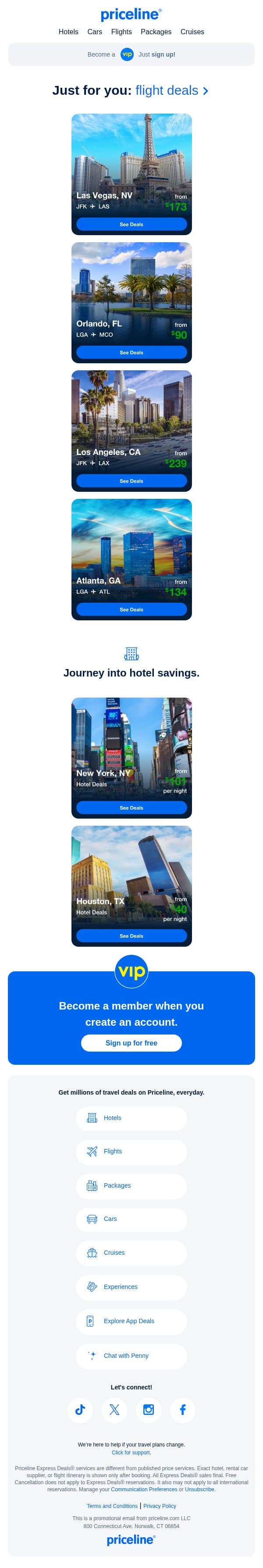 Your airfare recommendations have arrived email from Priceline screenshot