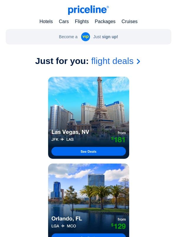 If you like savings, these deals are for you email from Priceline