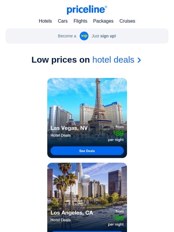 Hotel deals tailored to you (yes, really) email from Priceline
