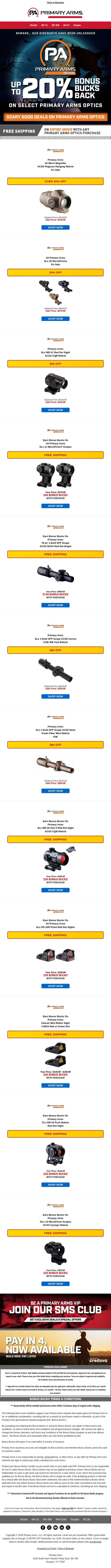 Scary Good Deals On Primary Arms Optics! email from Primary Arms screenshot