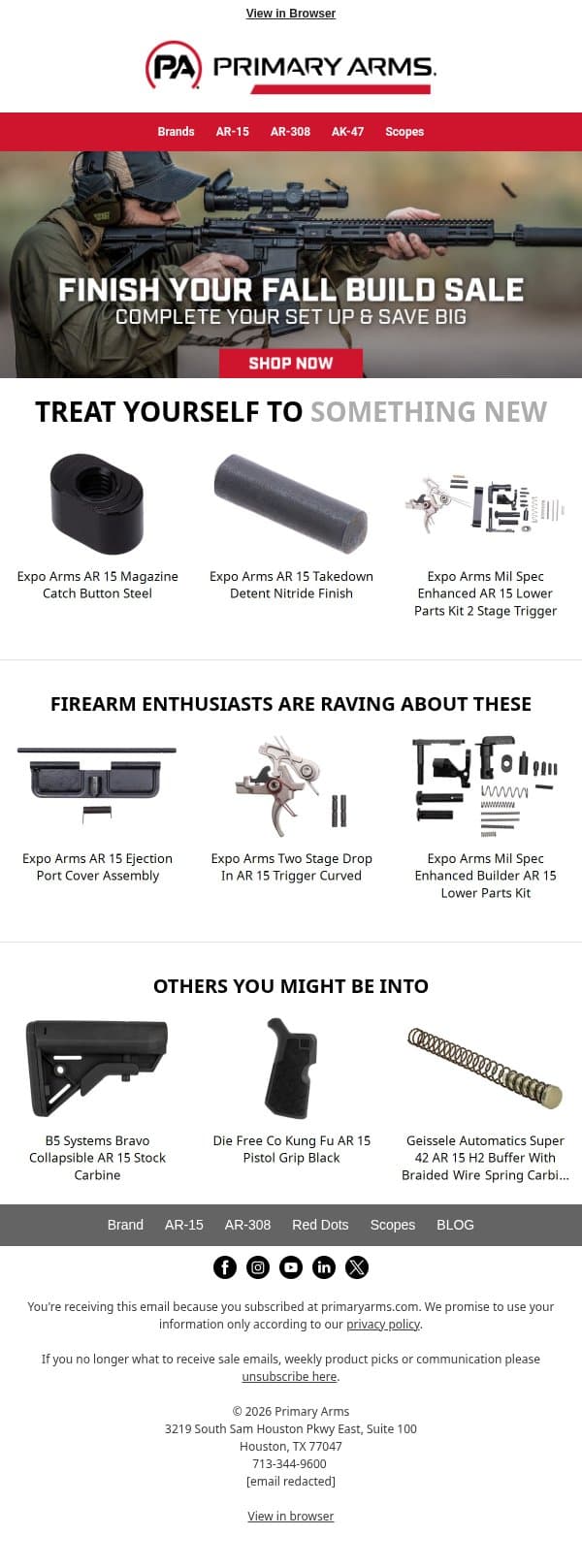Top Picks: See What We’ve Selected For You email from Primary Arms screenshot