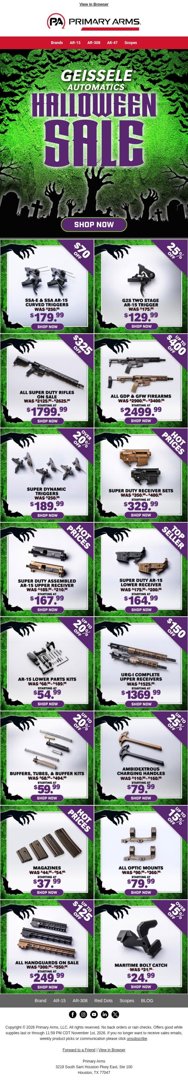 π Geissele Halloween Deals Are Too Good To Bury! email from Primary Arms screenshot