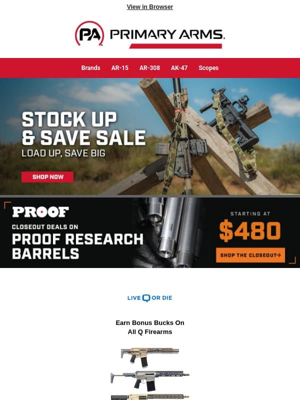 🎯 Stock Up And Save! Reload For Less! email from Primary Arms