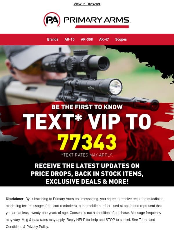 Primary Arms SMS 📱 - Never miss a deal! 🎯 email from Primary Arms