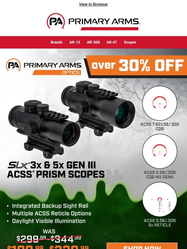 Shop Primary Arms Prism Scopes On Deep Discounts! email from Primary Arms
