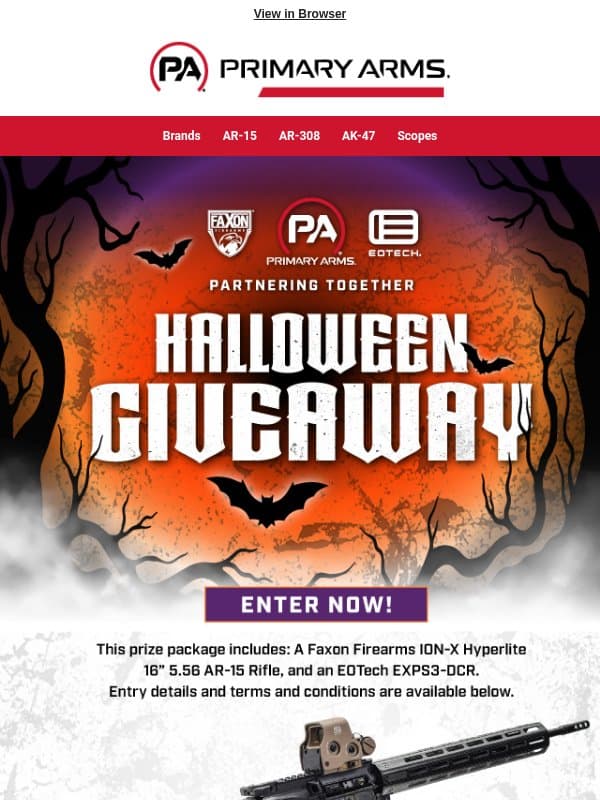 🎃Primary Arms Halloween Giveaway Is Live! email from Primary Arms