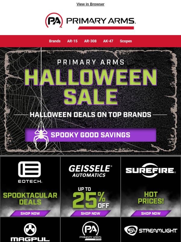 🎃 Halloween Sale STARTS NOW! email from Primary Arms