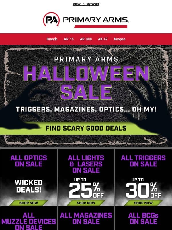 Treat Yourself to Thousands of Halloween Deals! 🎃 email from Primary Arms