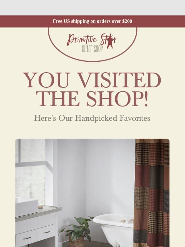 Have you checked our best sellers yet? email from Primitive Star Quilt Shop