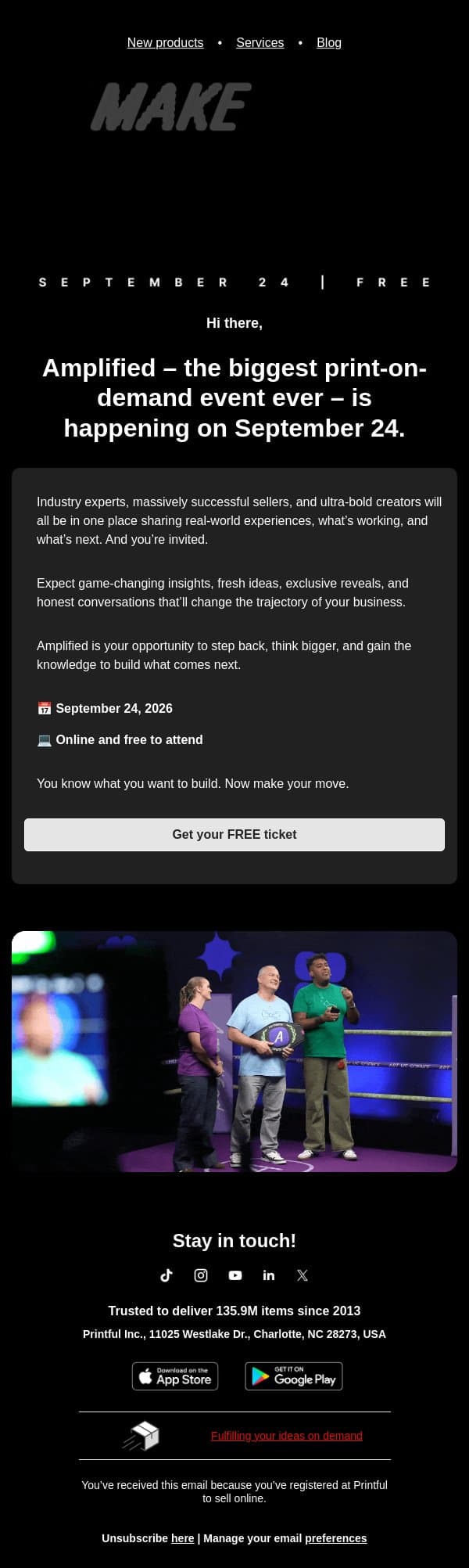 The biggest POD event ever is coming email from Printful screenshot