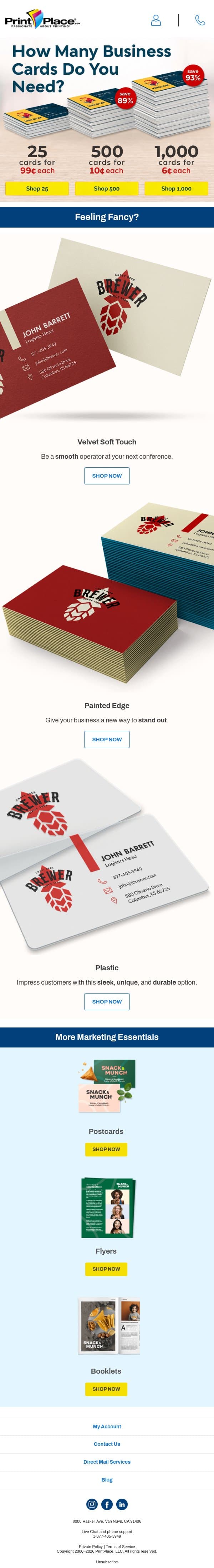 💼 Get 1,000 Business Cards for Just 6¢ Each and Save Big! email from PrintPlace screenshot