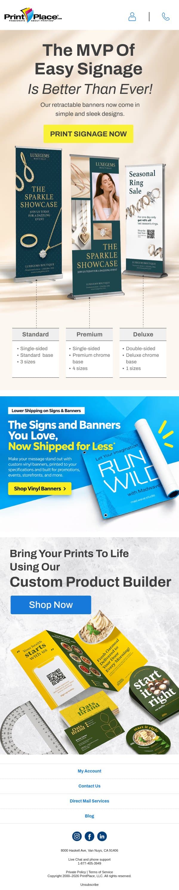 ✨ Make Your Brand Stand Tall with Retractable Banners email from PrintPlace screenshot