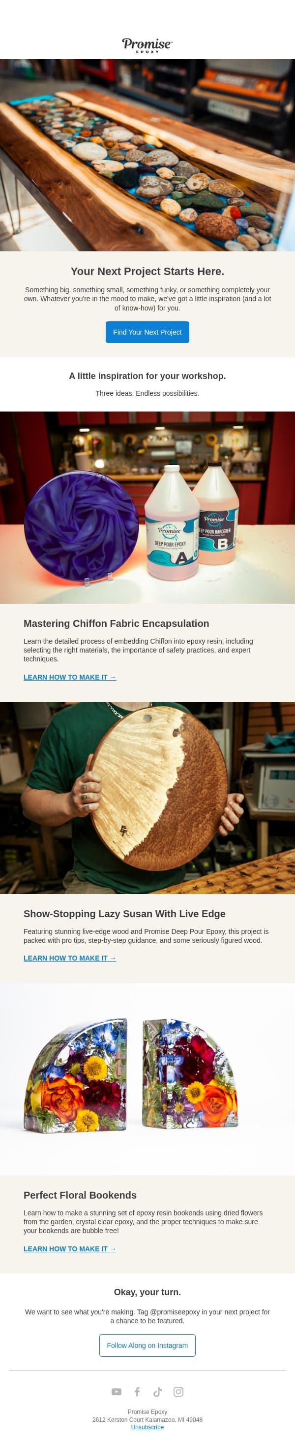 Resin projects worth trying. email from Pro Marine Supplies screenshot