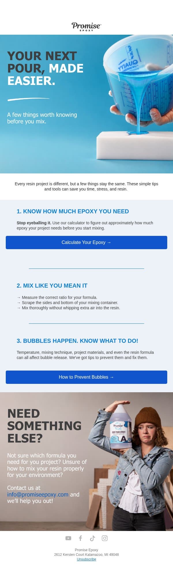 A few epoxy tips worth knowing. email from Pro Marine Supplies screenshot