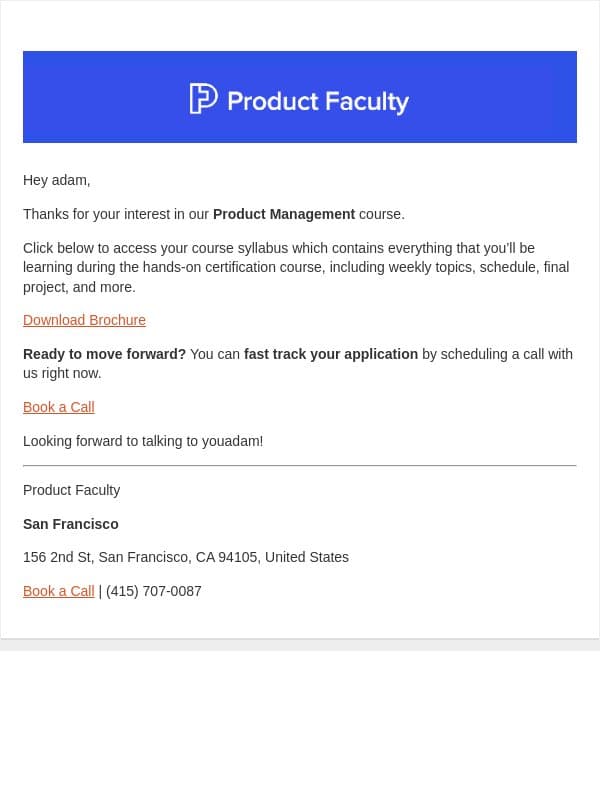 BROCHURE | Product Management Certificate email from Product Faculty